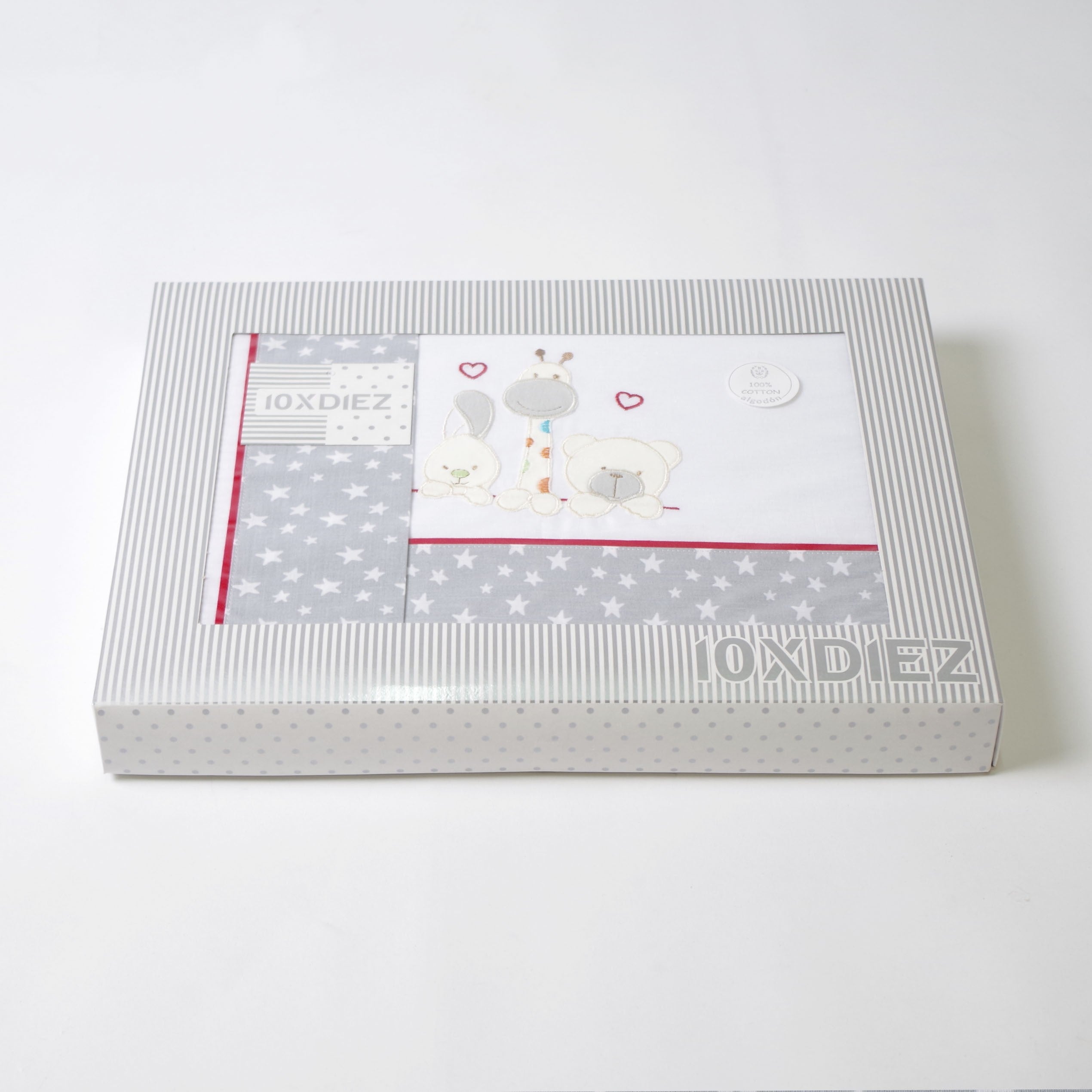 Juego de sábanas cuna 068 bco/gris