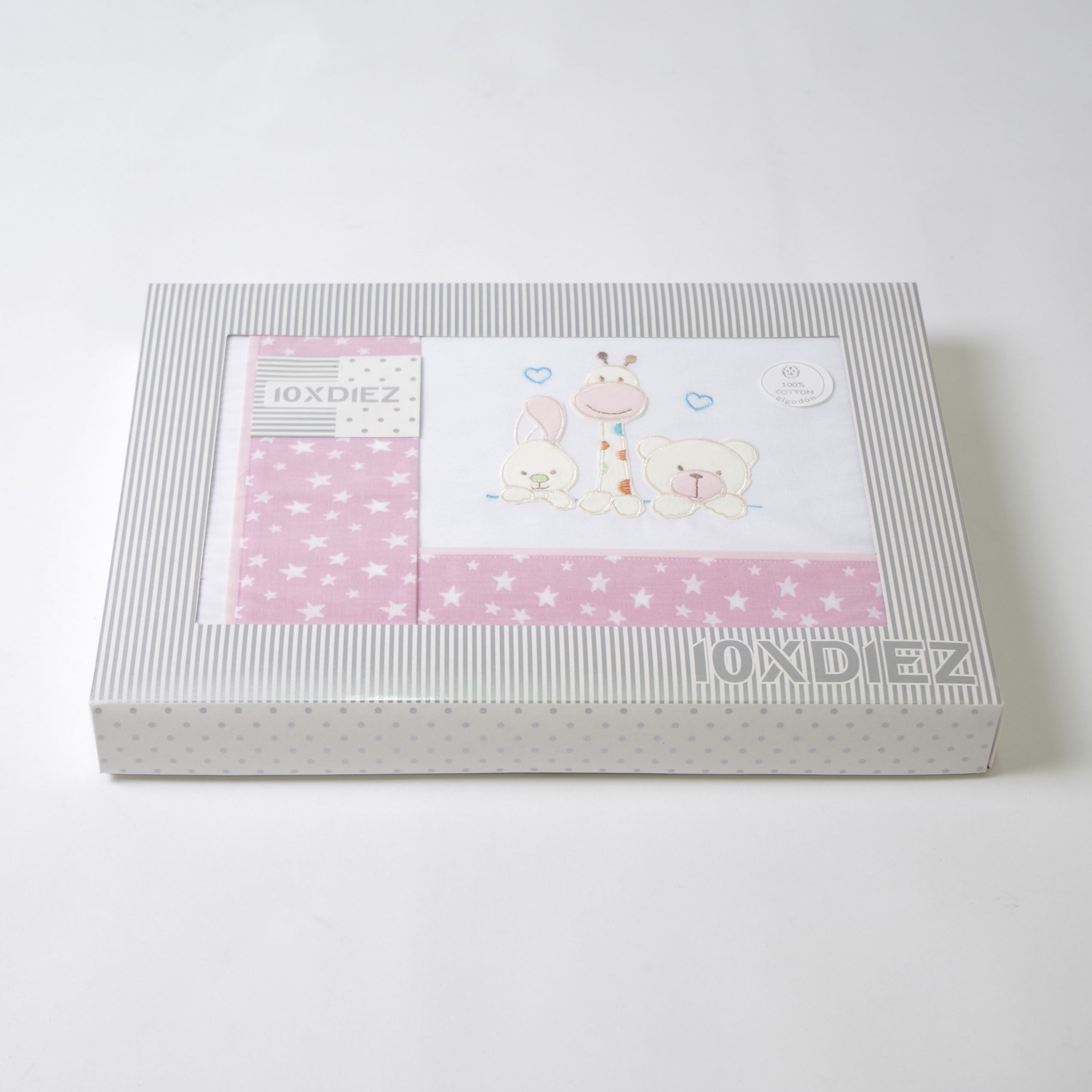 Juego de sábanas cuna 068 bco/rosa