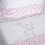 Ensemble de draps pour lit de bébé Little Moon blanc/rose