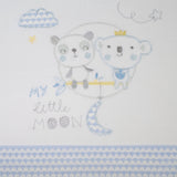 Ensemble de draps pour berceau Little Moon, blanc/bleu