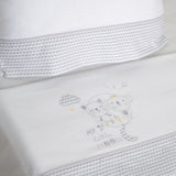 Little Moon white/gray flannel crib sheet set
