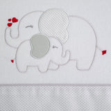 Crib sheet set flannel white/gray elephant