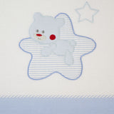 Ensemble de draps pour lit de bébé en flanelle blanc/bleu Star