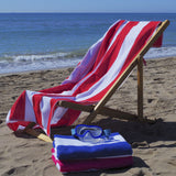 Red striped beach towel
