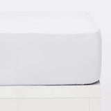 Draps housse en percale de coton blanc 200 fils