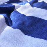Serviette de plage en coton rayé bleu