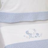 Ensemble de draps pour berceau 084 blanc/bleu