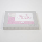 Crib sheet set 084 white/pink