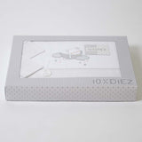 Ensemble de draps pour berceau en flanelle Moon Bear 386 Blanc/Gris