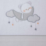 Ensemble de draps pour berceau en flanelle Moon Bear 386 Blanc/Gris