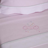 Ensemble de draps pour berceau en flanelle Moon Bear 386 Blanc/Rose