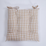 Housse de chaise en coton vichy beige
