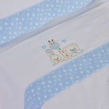 Crib sheet set flannel 068 white/blue