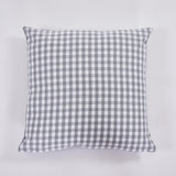 Housse de coussin en coton 45x45 à carreaux vichy gris