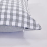 Housse de coussin en coton 45x45 à carreaux vichy gris