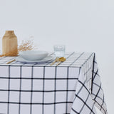 Nappe en coton blanc à carreaux anthracite