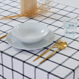 Nappe en coton blanc à carreaux anthracite