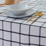 Nappe en coton blanc à carreaux anthracite