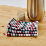 Serviettes en coton à carreaux verts et rouges, paquet de 4