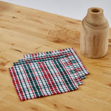 Serviettes en coton à carreaux verts et rouges, paquet de 4