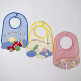 Babero rizo bordado con aplique set 3