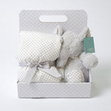 Manta topos + elefante de peluche gris
