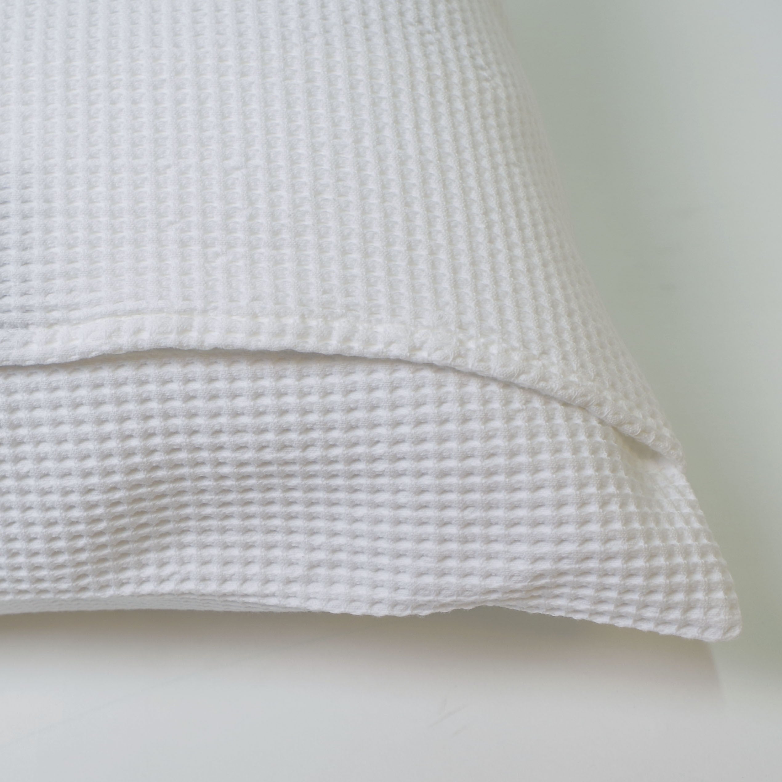 Funda de cojín nido abeja algodón blanco