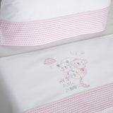 Ensemble de draps pour lit de bébé Little Moon blanc/rose