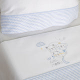 Ensemble de draps pour berceau Little Moon, blanc/bleu