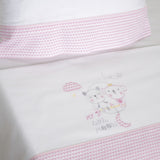 Little Moon white/pink flannel crib sheet set