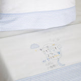 Ensemble de draps pour lit de bébé en flanelle blanc/bleu Little Moon