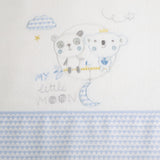 Ensemble de draps pour lit de bébé en flanelle blanc/bleu Little Moon