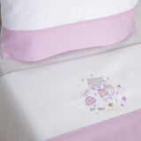 Ensemble de draps pour lit de bébé Forest blanc/lilas