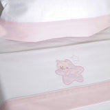 Ensemble de draps pour lit de bébé en flanelle étoiles blanc/rose