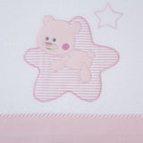 Ensemble de draps pour lit de bébé en flanelle étoiles blanc/rose