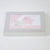 Ensemble de draps pour lit de bébé en flanelle étoiles blanc/rose