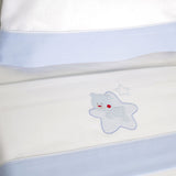 Ensemble de draps pour lit de bébé en flanelle blanc/bleu Star