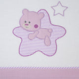 Crib sheet set flannel star white/lavender