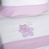 Ensemble de draps pour lit de bébé Star blanc/lilas