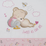 Crib sheet set bear 292 white/pink