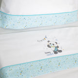 Parure de draps pour berceau Panda 293 blanc/turquoise