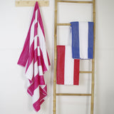 Serviette de plage rayée Fuxia