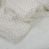 Polka dot blanket + raw plush sheep