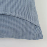 Housse de coussin nid d'abeille en coton bleu 150