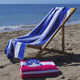 Royal blue striped beach towel