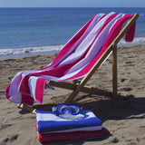 Serviette de plage rayée Fuxia