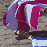 Serviette de plage rayée Fuxia