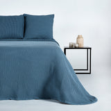 Blue honeycomb cotton bedspread 150