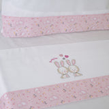 Crib sheet set 291 white/pink