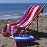 Red striped cotton beach towel